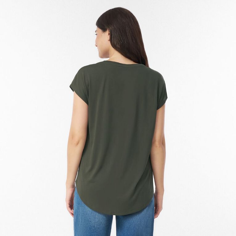 H&H Women's Short Sleeve Print Tee, Green Dark, hi-res