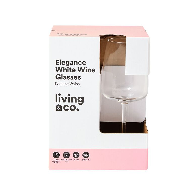 Living & Co Elegance White Wine Glass Clear 4 Pack, , hi-res