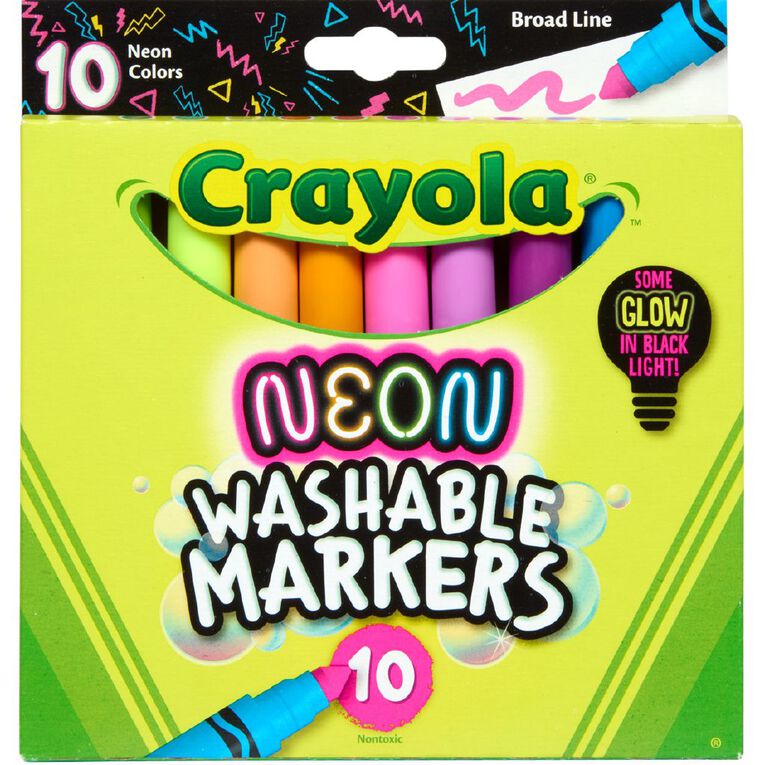 Crayola Washable Markers Neon Assorted 10 Pack, , hi-res