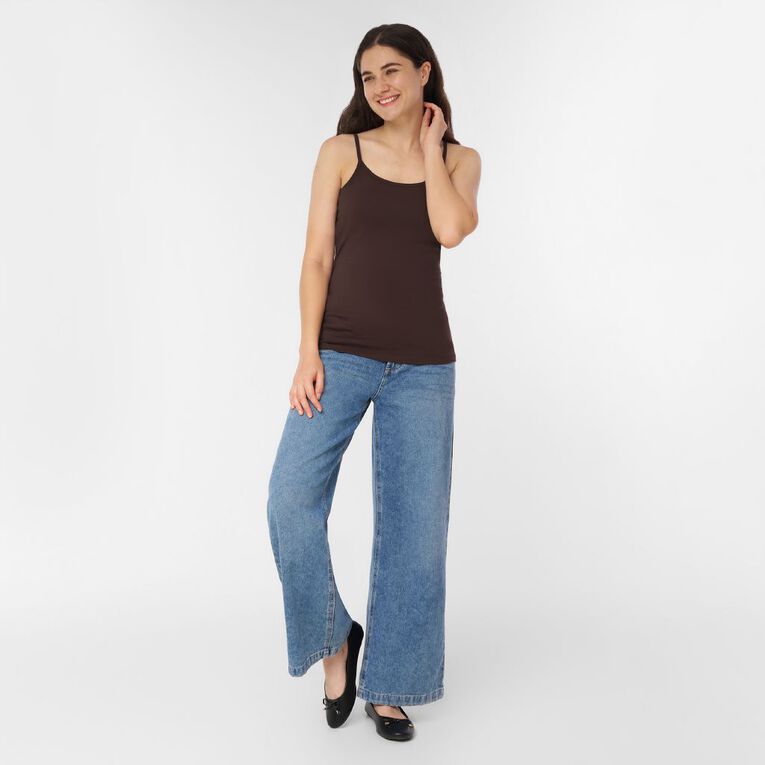 H&H Women's Stretch Fit Shelf Bra Singlet, Brown Dark, hi-res