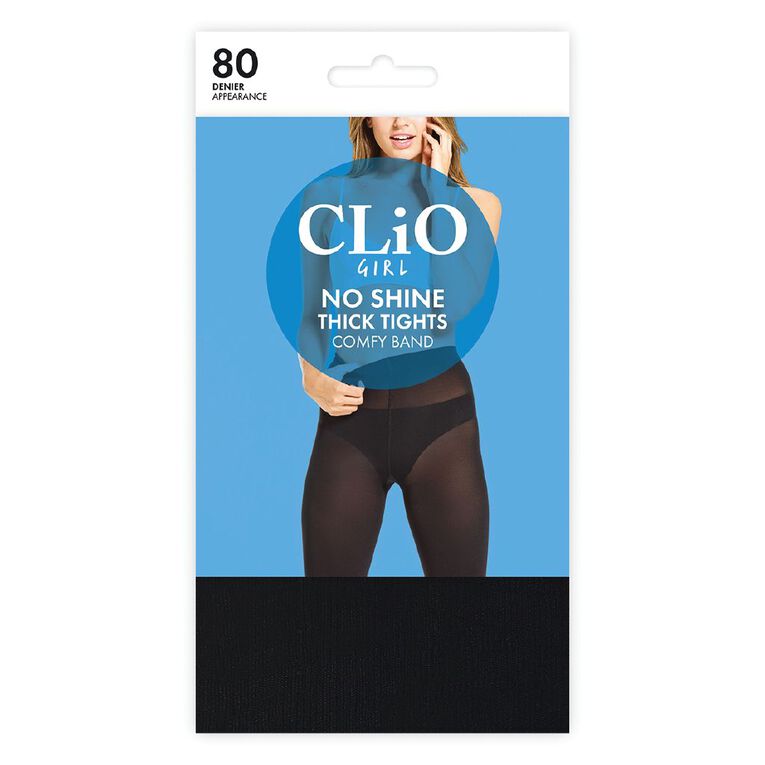 Clio Girl 80 Denier No Shine Opaque Tights 1 Pair, Black, hi-res