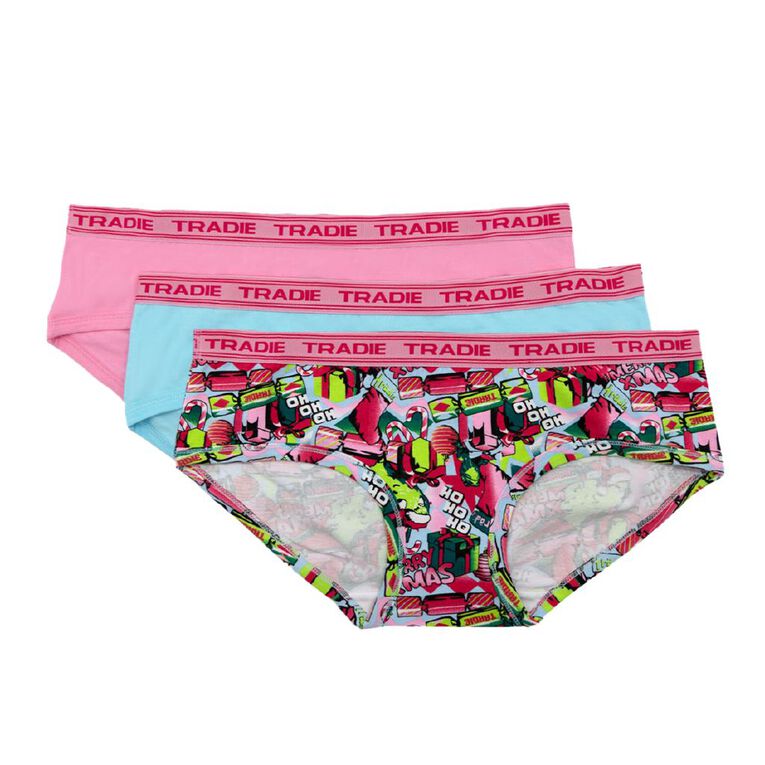 Tradie Women's Boyleg Briefs 3 Pack, Pink Mid, hi-res