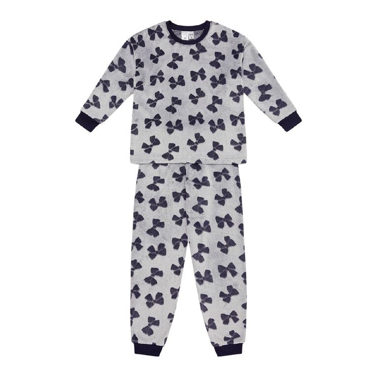 H&H Girls' Coral Fleece Pyjama Set, Blue Dark, hi-res