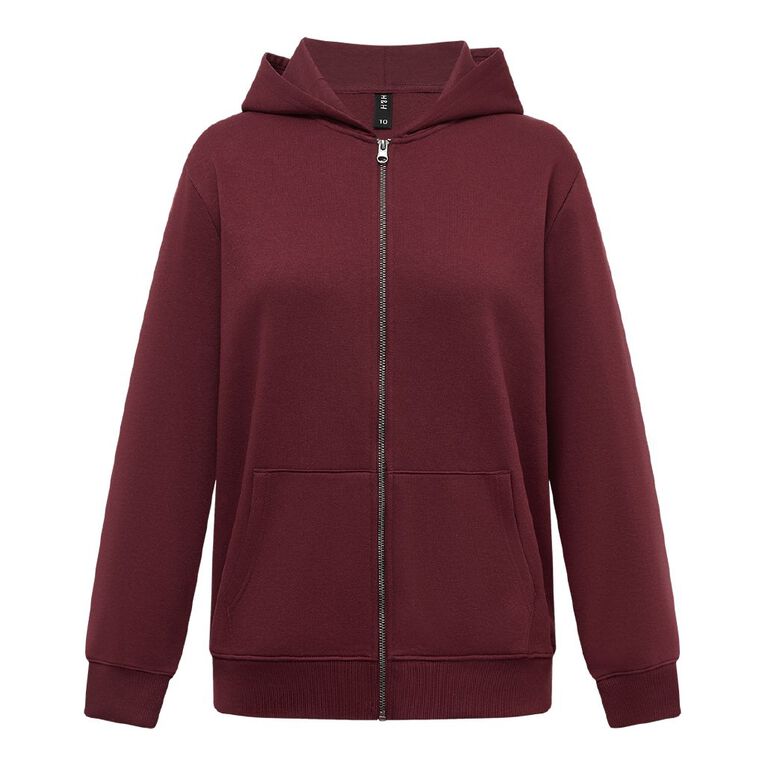 H&H Women's Zip-Thru Sweat Hoodie, Red Dark, hi-res