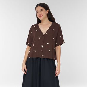 H&H Women's Deep V Neck Short Sleeve Shirt