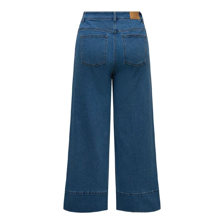 H&H Women's High Rise Crop Pintuck Jeans, Denim Mid, hi-res