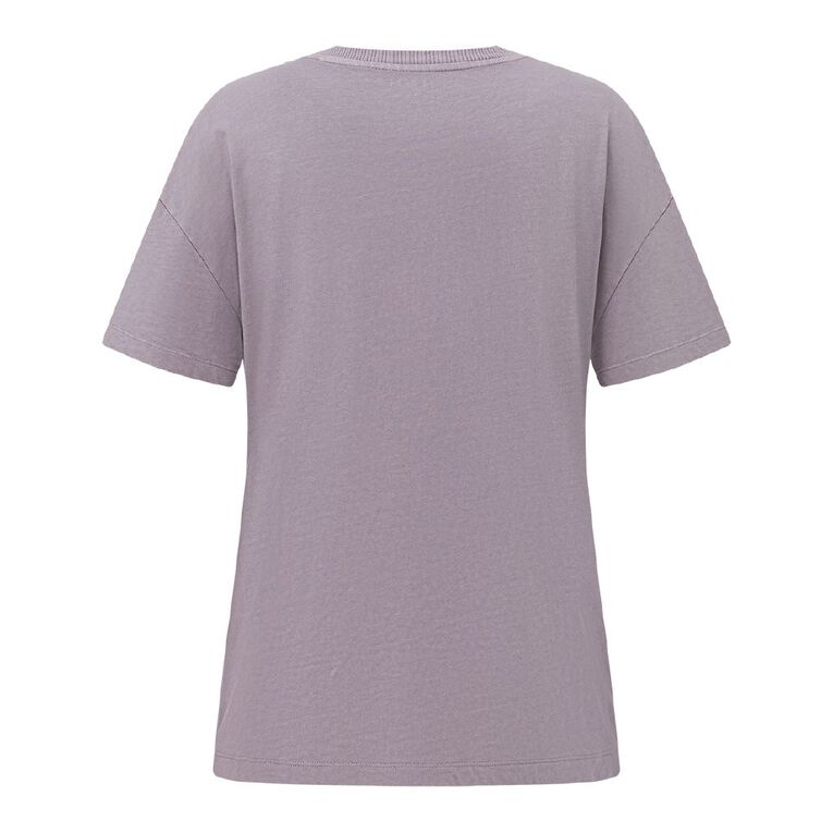 H&H Women's Shorts Sleeve Boyfriend Graphic Tee, Grey Mid, hi-res