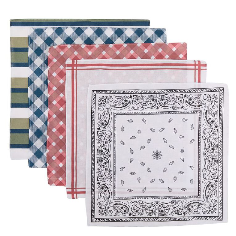 H&H Handkerchief 5 Pack, Multi-Coloured, hi-res