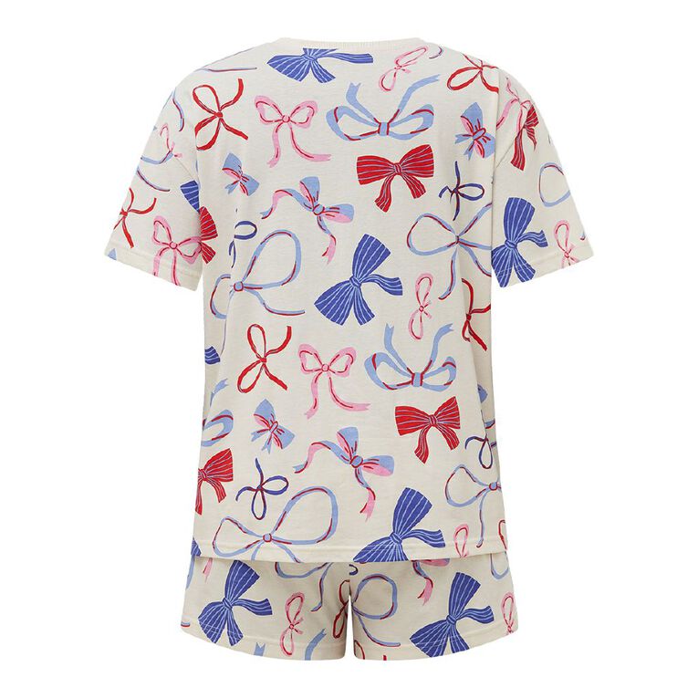 H&H Women's Boxy Tee & Shorts Pyjama Set, Cream, hi-res