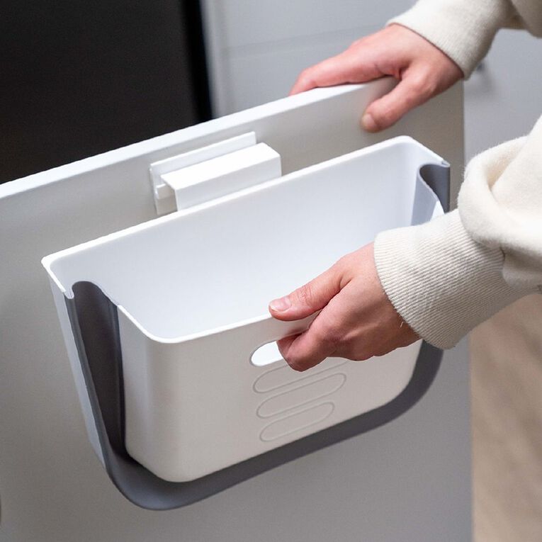 Living & Co Collapsible Wall Mounted Rubbish Bin White 6L, , hi-res
