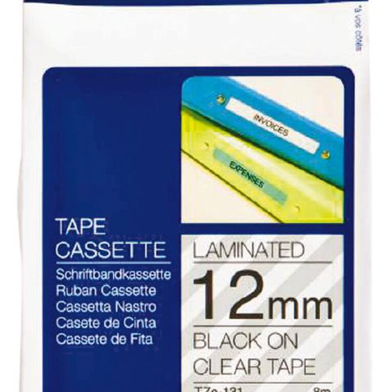 Brother Label Tape Tze131 12mm Black On Clear The Warehouse