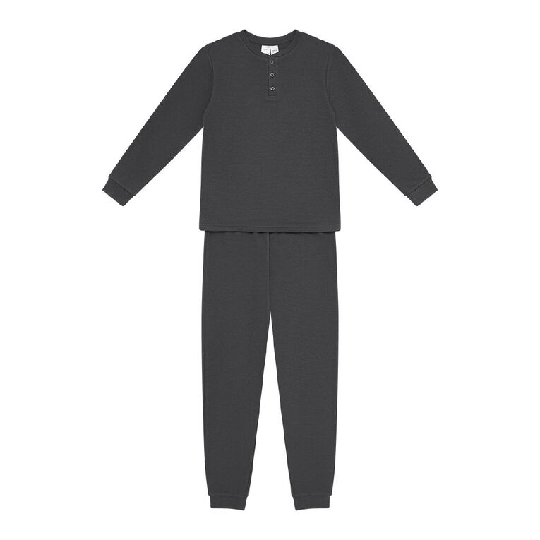 H&H Boys' Waffle Pyjama Set, Grey Dark, hi-res