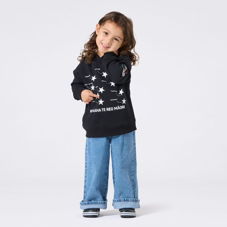 MLC Kids' Matariki Glow In The Dark Hoodie, Black, hi-res