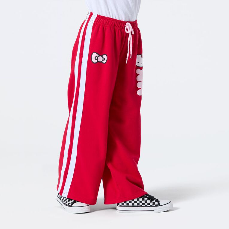 Hello Kitty Wide Leg Trackpants, Red Mid, hi-res