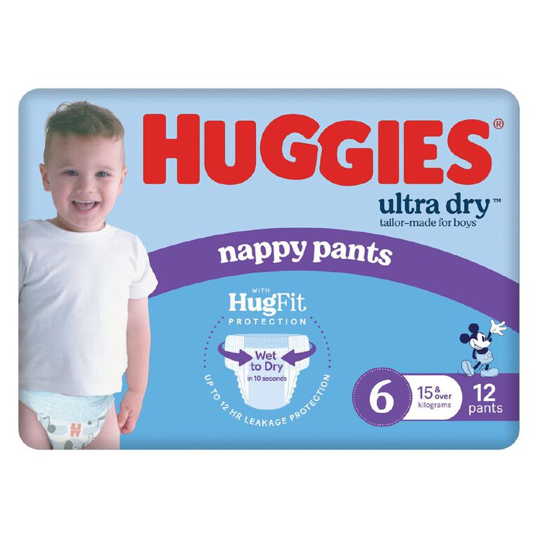 Huggies Ultra Dry Nappy Pants Junior Boy's Size 6 15+kg 12 Pack, , hi-res