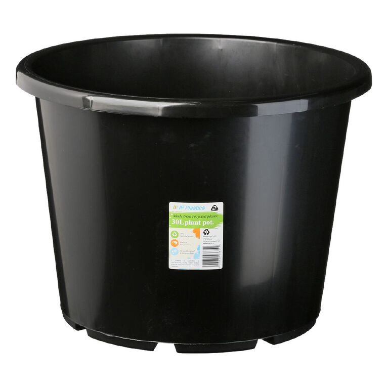 IP Plastics Round Pot Recycled Black 30L, , hi-res