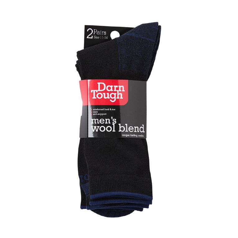 Darn Tough Men's Wool Mix Crew Socks 2 Pack, Black/Blue, hi-res