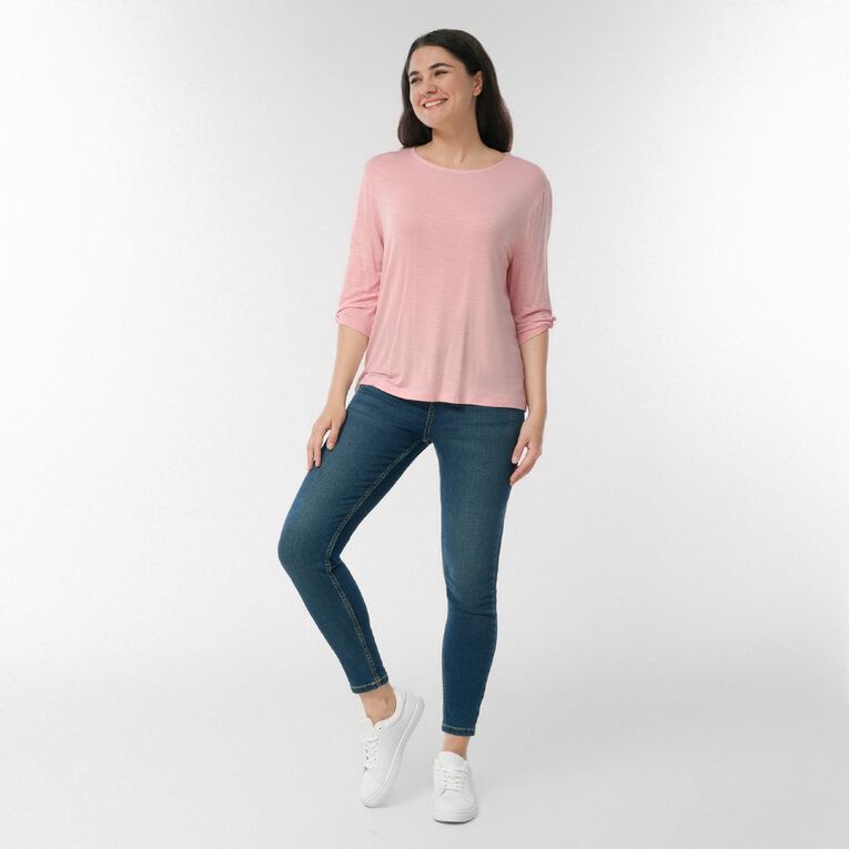 H&H Women's Stretch Scoop Neck Tee, Pink Light, hi-res