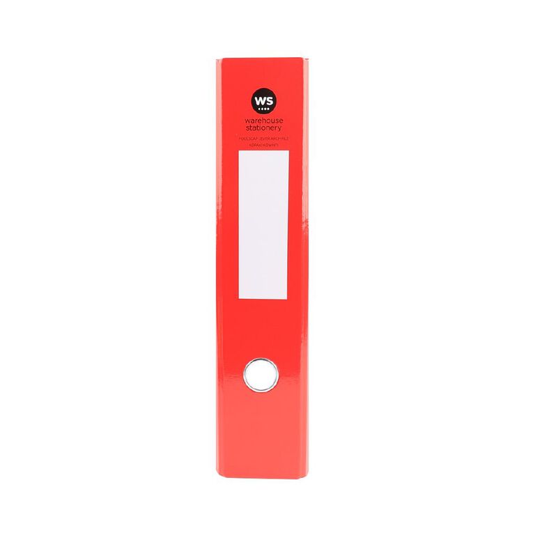 WS Lever Arch File Foolscap Red Red Mid, , hi-res