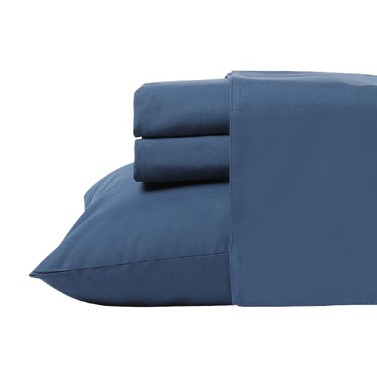 Living & Co Cotton 400 Thread Count Sheet Set Navy Super King, Navy, hi-res