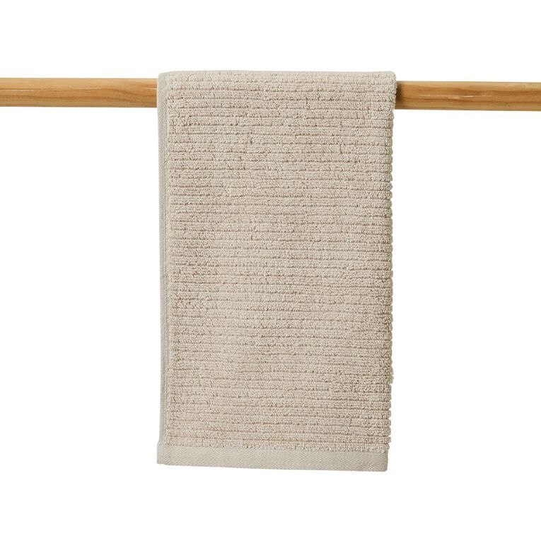 Living & Co Ribbed Hand Towel Natural 40cm x 65cm, , hi-res