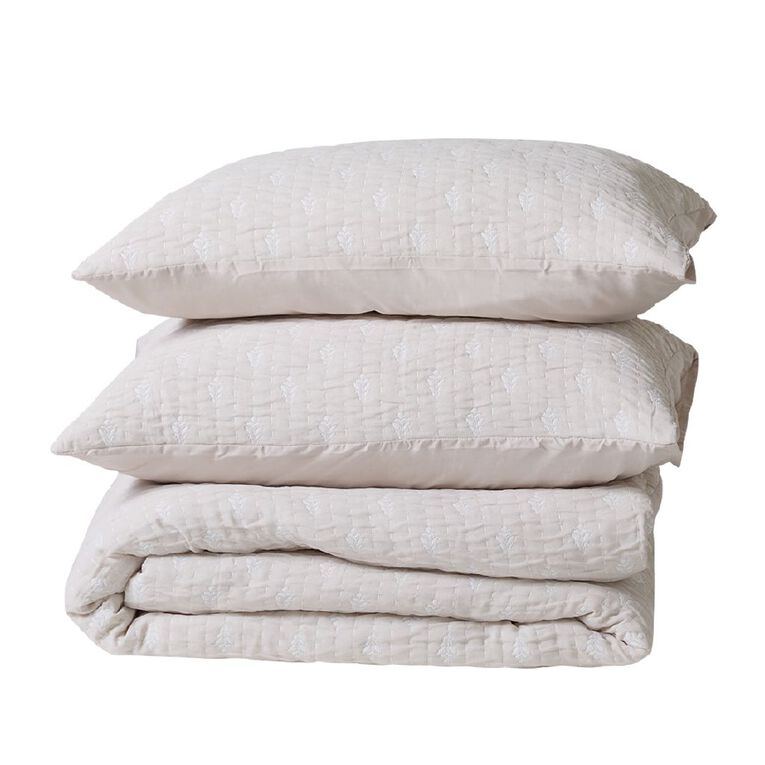 Living & Co 3 Piece Comforter Set Matelasse Bud Natural King, , hi-res