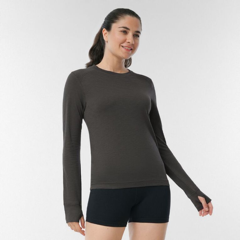 Active Intent Women's Long Sleeve Crew Neck Tee, Grey Dark, hi-res