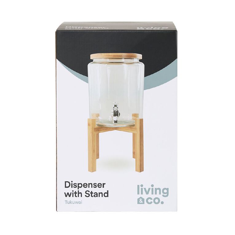Living & Co Glass Dispenser with Stand Clear 5.6L, , hi-res