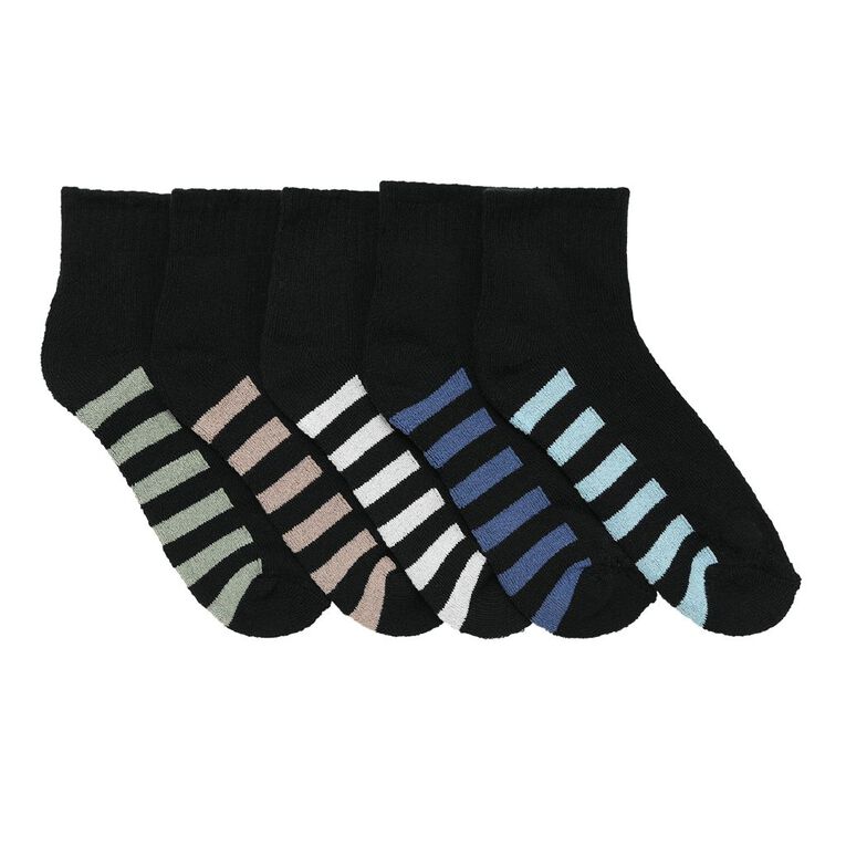 Active Intent Boys' Quarter Crew Cushioned Socks 5 Pack, Black, hi-res