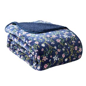Living & Co Plush Sherpa Fleur Blanket Multi-Coloured Queen