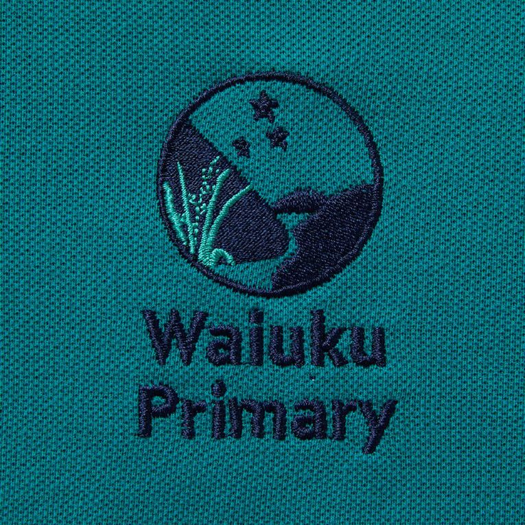 Schooltex Waiuku Primary Short Sleeve Polo with Embroidery, Jade, hi-res