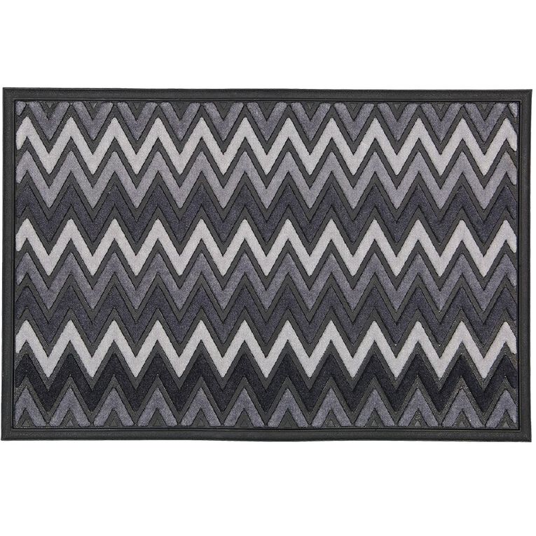Living & Co Printed Scraper Mat Grey 60cm x 90cm Grey Mid 60cm x 90cm, Grey Mid, hi-res