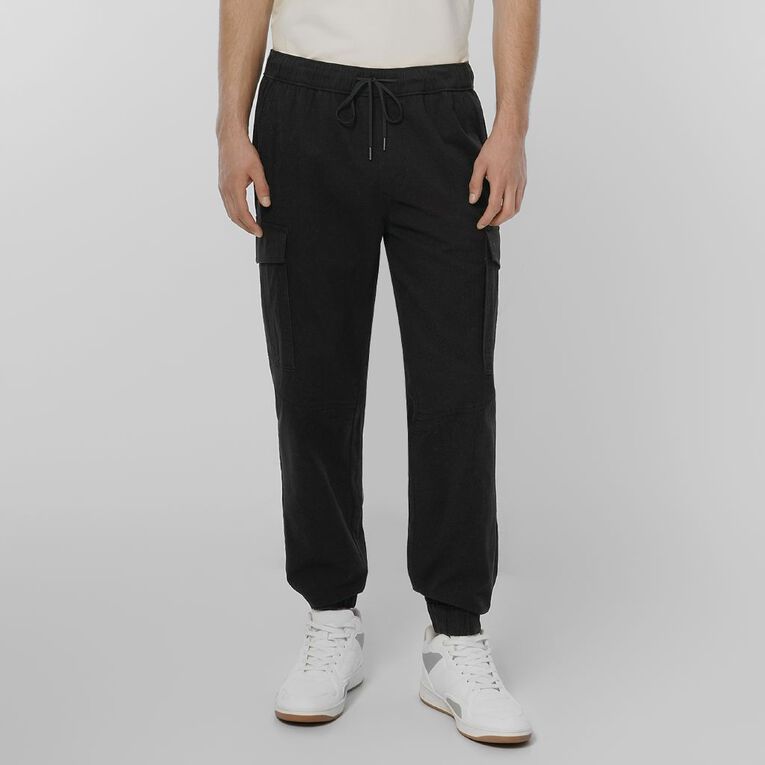 H&H Men's Cuffed Cargo Pants, Black, hi-res