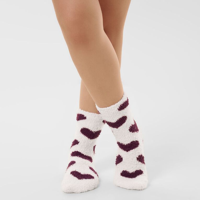 H&H Women's Cosy Bed Socks 2 Pack, Red Mid, hi-res