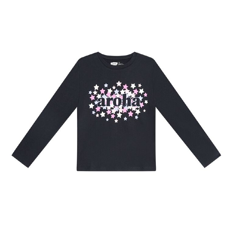 Young Original Relaxed Fit Long Sleeve Printed Tee, Black, hi-res