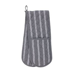 Living & Co Cotton Double Oven Glove Stripe Charcoal