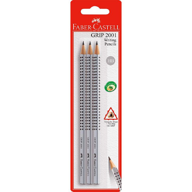 Faber-Castell Grip Blacklead HB Card Of 3, , hi-res