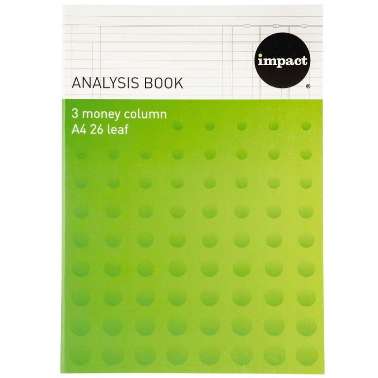 WS Analysis Book 3 Column Green Mid A4, , hi-res