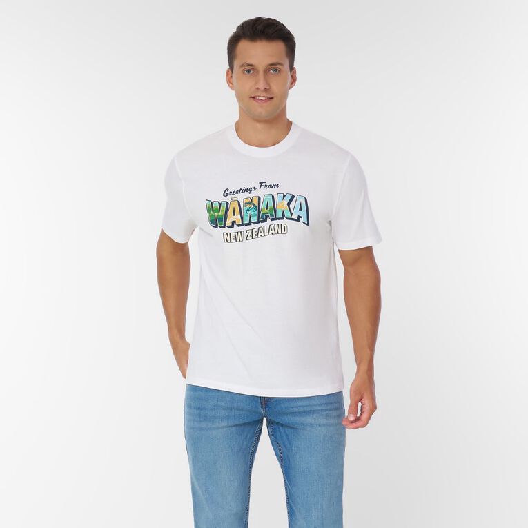 H&H Men's Regular Fit Printed Tee, White Wanaka, hi-res