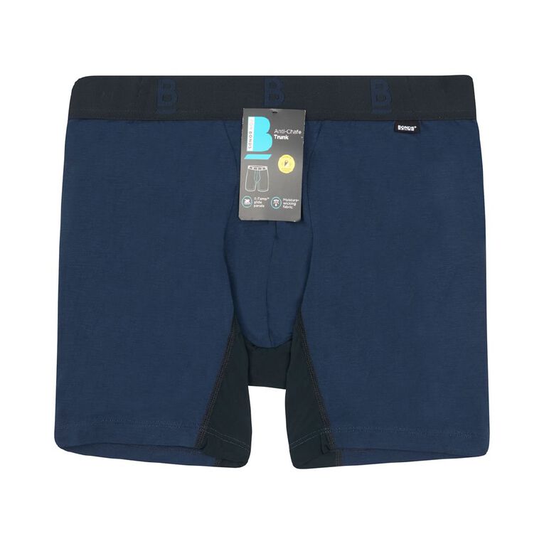 B FOR BONDS Men's Anti Chafe Trunks, Navy, hi-res
