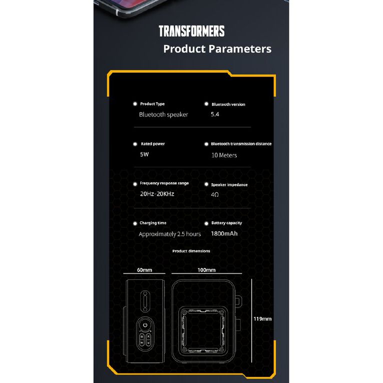 Transformers Bluetooth Speaker Optimus Prime TF-Y02BLU Blue, , hi-res