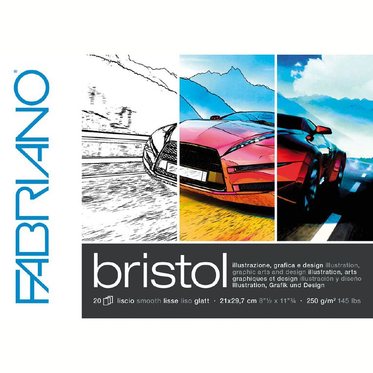 Fabriano Bristol Pad 250gsm 20 Sheets A4 Multi-Coloured, , hi-res