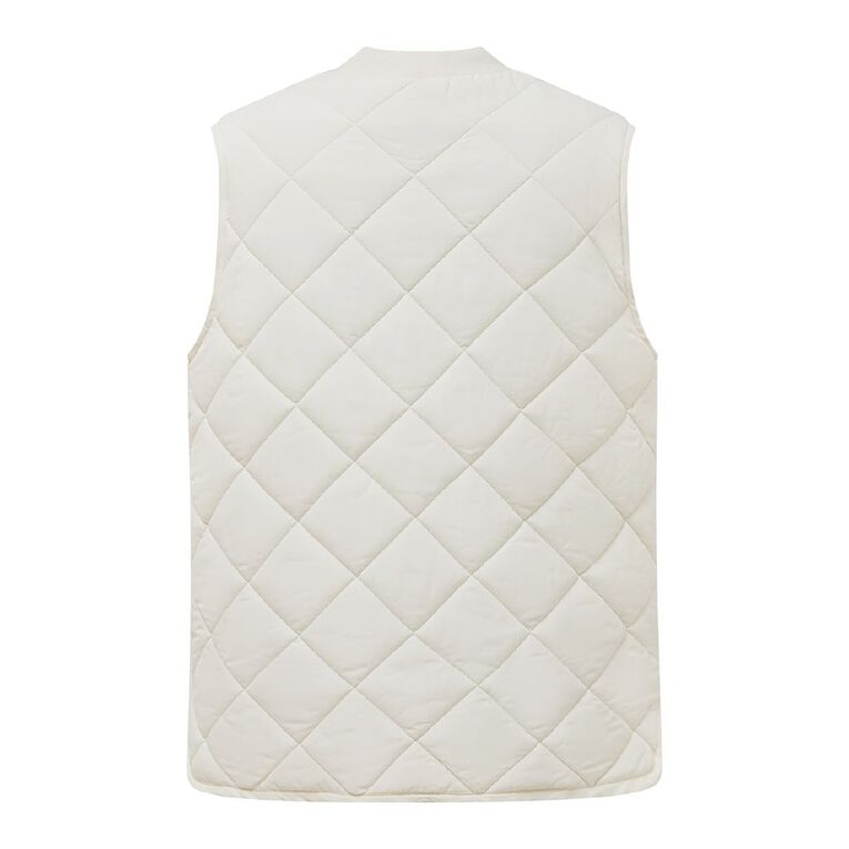H&H Women's Quilt Vest, Cream, hi-res