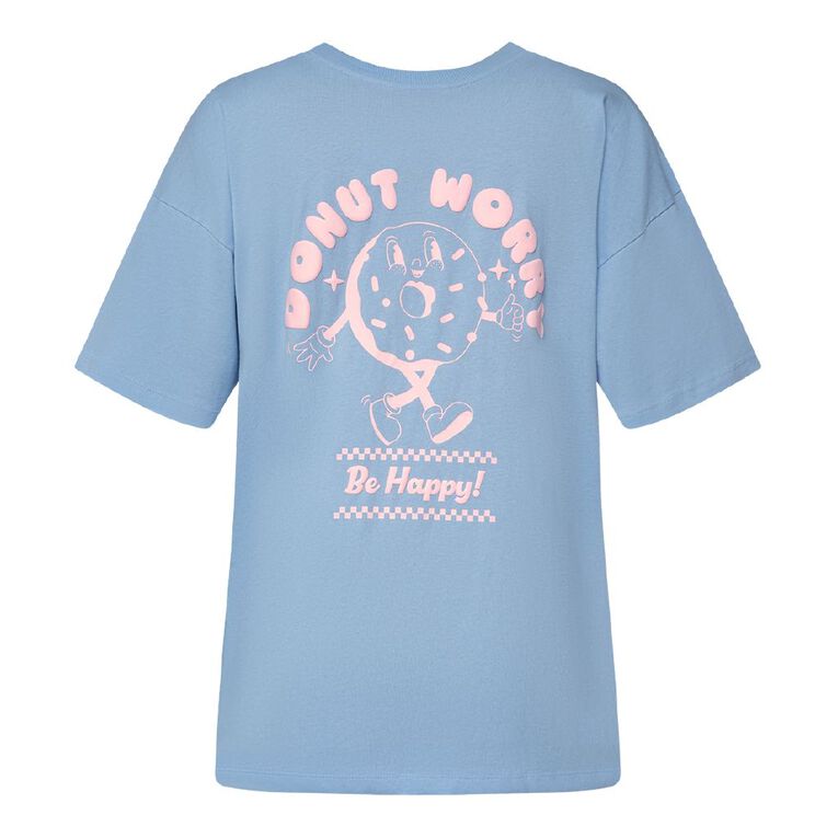 H&H Women's Short Sleeve Boyfriend Graphic Tee, Blue Light, hi-res