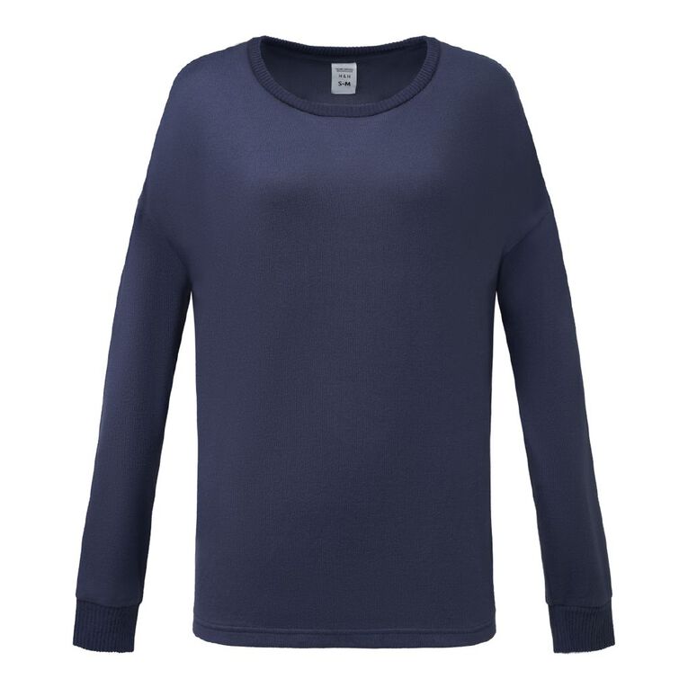 H&H Women's Soft Touch Pyjama Top, Blue Dark, hi-res
