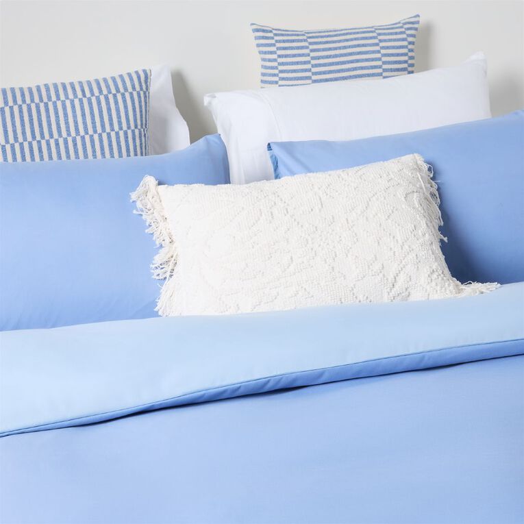 Living & Co Duvet Cover Set Microfibre Reversible Blue Queen, , hi-res