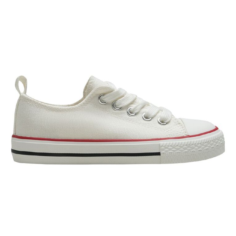 Young Original Senior Kids' Jude Canvas Low Top Sneakers, White/Red, hi-res