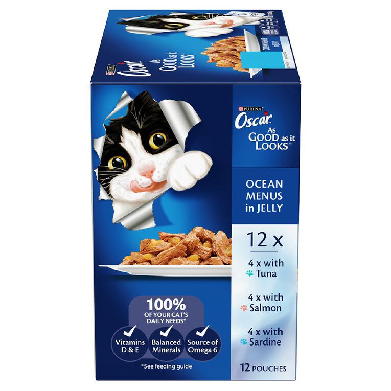 Oscar Adult Ocean Menus Jelly Wet Cat Food Pouch 12 x 85g, , hi-res