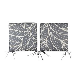 Living & Co Outdoor Chairpad 2 Pack Leaves Grey 40cm x 40cm