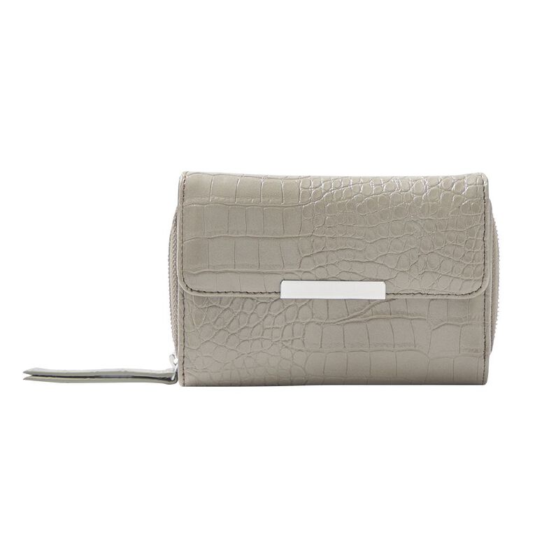 H&H Women's Faux Croc Texture Purse, Khaki, hi-res
